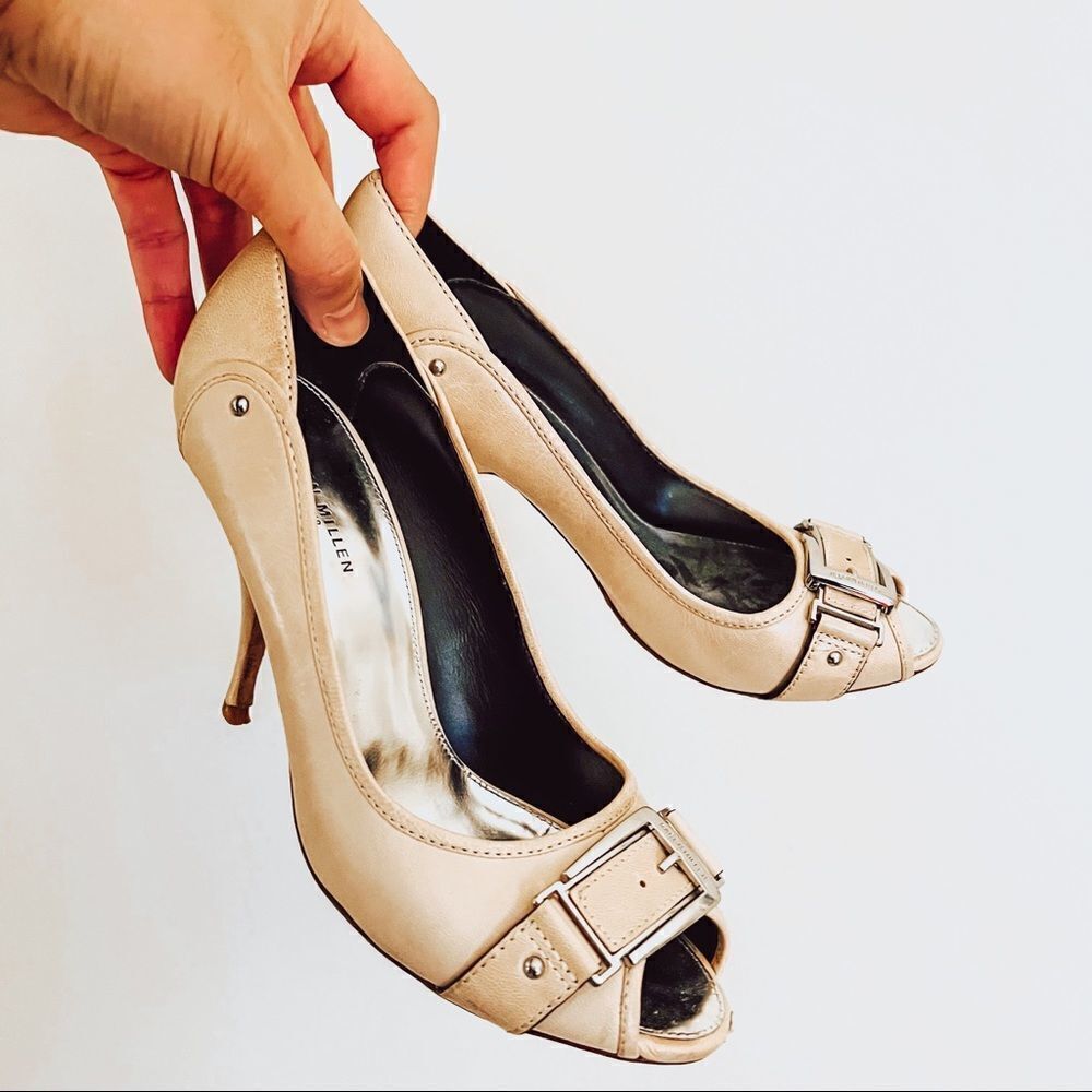 Karen millen Nude Buckle Peep Toe Pumps Size 7
